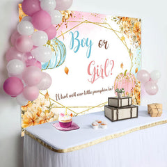 Lofaris Gold Flower Boy or Girl Pumpkins Gender Reveal Backdrop