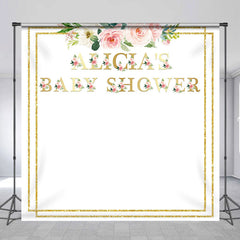 Lofaris Gold Frame White Floral Custom Baby Shower Backdrop