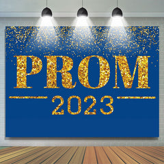 Lofaris Gold Gleam 2023 Prom Blue Simple Graduation Backdrop