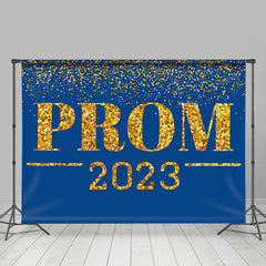 Lofaris Gold Gleam 2023 Prom Blue Simple Graduation Backdrop