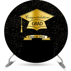 Lofaris Gold Glitter And Black Class Of 2024 Graduation Backdrop