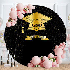 Lofaris Gold Glitter And Black Class Of 2024 Graduation Backdrop