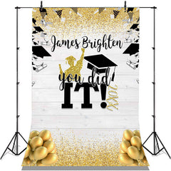 Lofaris Gold Glitter Ballons And Black You Did It Backdrop