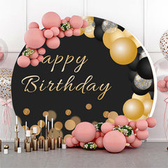 Lofaris Gold Glitter Balloon Birthday Party Round Backdrop