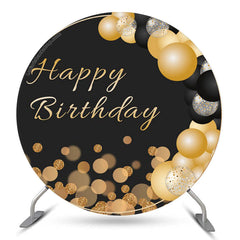 Lofaris Gold Glitter Balloon Birthday Party Round Backdrop