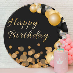 Lofaris Gold Glitter Balloon Birthday Party Round Backdrop