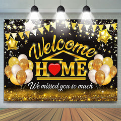 Lofaris Gold Glitter Balloon Welcome Home Party Backdrop