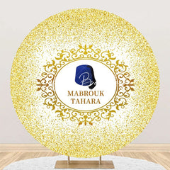 Lofaris Gold Glitter Blue Hat Mabrouk Tahara Round Backdrop