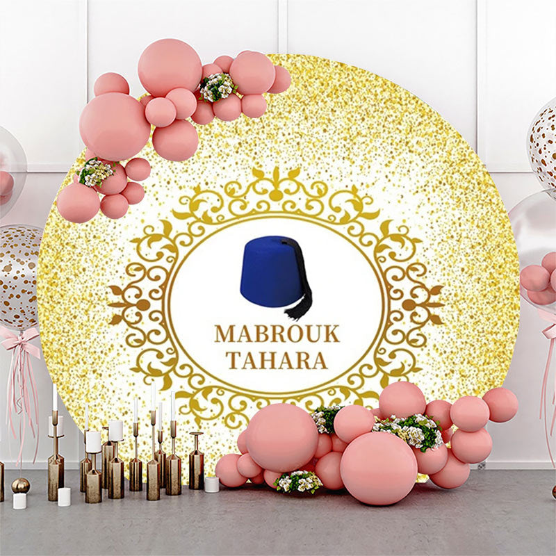 Lofaris Gold Glitter Blue Hat Mabrouk Tahara Round Backdrop