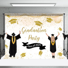 Lofaris Gold Glitter Caps Class Of 2024 Happy Grad Backdrop