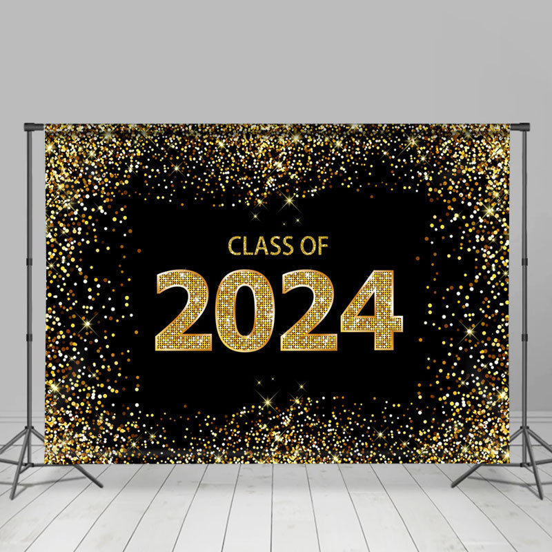 Lofaris Gold Glitter Class Of 2024 Backdrop For Graduation