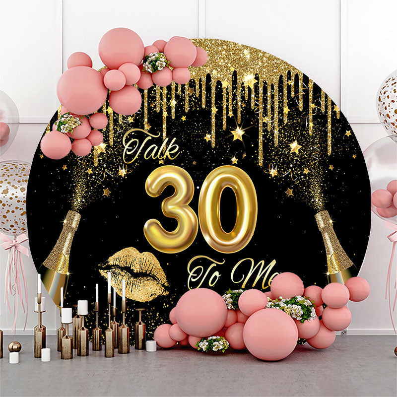 Lofaris Gold Glitter Creamy Round 30th Birthday Backdrop