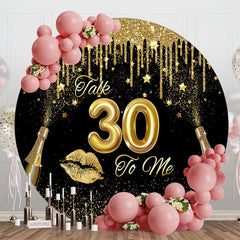 Lofaris Gold Glitter Creamy Round 30th Birthday Backdrop