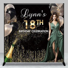 Lofaris Gold Glitter Custom Photo 18th Birthday Backdrop