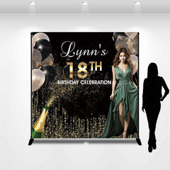 Lofaris Gold Glitter Custom Photo 18th Birthday Backdrop