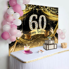 Lofaris Gold Glitter Diamond Champagne 60th Birthday Backdrop