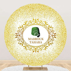 Lofaris Gold Glitter Green Hat Mabrouk Tahara Round Backdrop