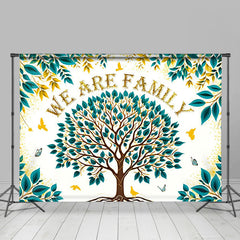 Lofaris Gold Glitter Green Leaves Tree Family Reunion Backdrop