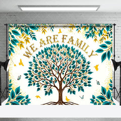 Lofaris Gold Glitter Green Leaves Tree Family Reunion Backdrop