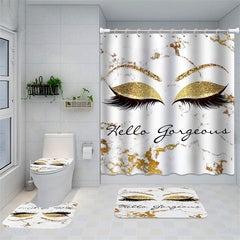 Lofaris Gold Glitter Marble Style Shower Curtain For Bathroom