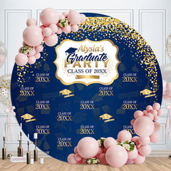 Lofaris Gold Glitter Navy Blue Round Graduation Party Backdrop