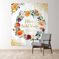 Lofaris Gold Autumn Pumpkin Floral Wreath Wedding Backdrop