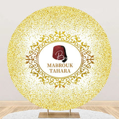 Lofaris Gold Glitter Red Hat Mabrouk Tahara Round Backdrop