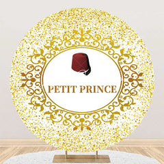 Lofaris Gold Glitter Red Hat Petit Prince Round Backdrop