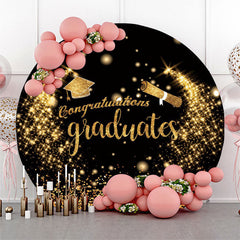 Lofaris Gold Glitter Round Congrats Grad Backdrop Cover