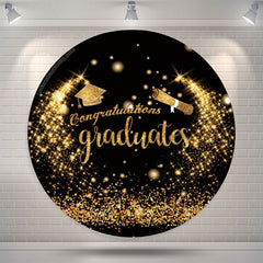 Lofaris Gold Glitter Round Congrats Grad Backdrop Cover