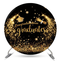 Lofaris Gold Glitter Round Congrats Grad Backdrop Cover