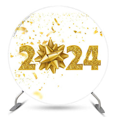 Lofaris Gold Glitter Round New Year Party Backdrop Decoration