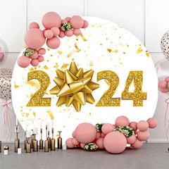 Lofaris Gold Glitter Round New Year Party Backdrop Decoration