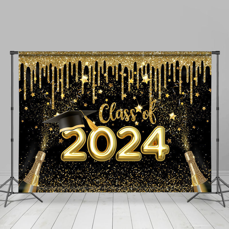 Lofaris Gold Glitter Stars Champagne 2024 Grad Party Backdrop