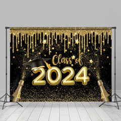 Lofaris Gold Glitter Stars Champagne 2024 Grad Party Backdrop