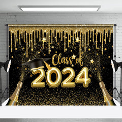 Lofaris Gold Glitter Stars Champagne 2024 Grad Party Backdrop