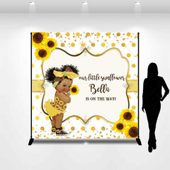 Lofaris Gold Glitter Sunflower Custom Baby Shower Backdrop