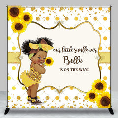 Lofaris Gold Glitter Sunflower Custom Baby Shower Backdrop