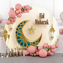 Lofaris Gold Green Moon Lantern Round Eid Mubarak Backdrop