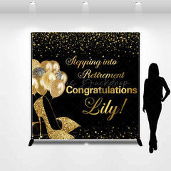 Lofaris Gold High Heels Custom Congrats Retirement Backdrop