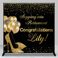 Lofaris Gold High Heels Custom Congrats Retirement Backdrop