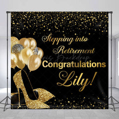 Lofaris Gold High Heels Custom Congrats Retirement Backdrop