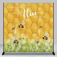 Lofaris Gold Honey Bees Flower Custom Baby Shower Backdrop