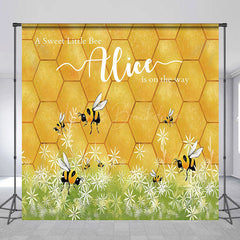 Lofaris Gold Honey Bees Flower Custom Baby Shower Backdrop