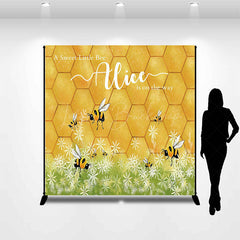 Lofaris Gold Honey Bees Flower Custom Baby Shower Backdrop