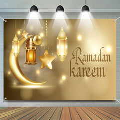 Lofaris Gold Luxury Moon Star Lantern Bokeh Ramadan Backdrop