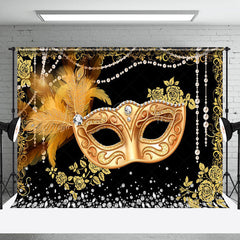 Lofaris Gold Mask Diamond Pearl Masquerade Party Backdrop