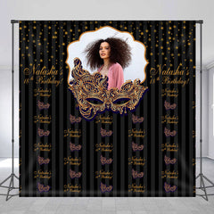 Lofaris Gold Mask Step And Repeat Custom 18th Birthday Backdrop