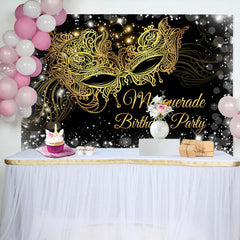 Lofaris Gold Masquerade Glitter Silver Birthday Backdrop