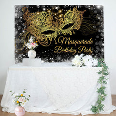 Lofaris Gold Masquerade Glitter Silver Birthday Backdrop